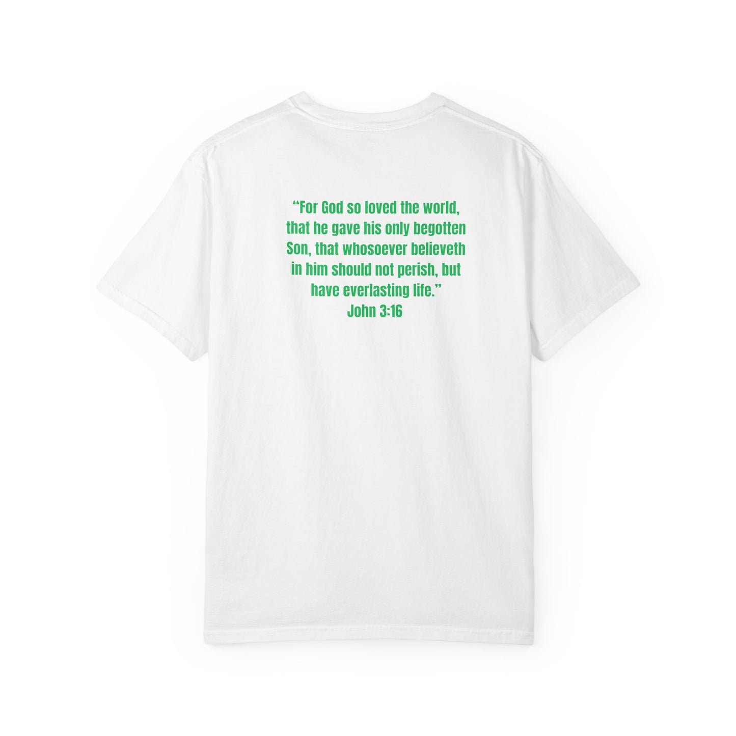 Inspirational Unisex Garment-Dyed T-Shirt - "Be Saved" Graphic Tee with John 3:16 Quote