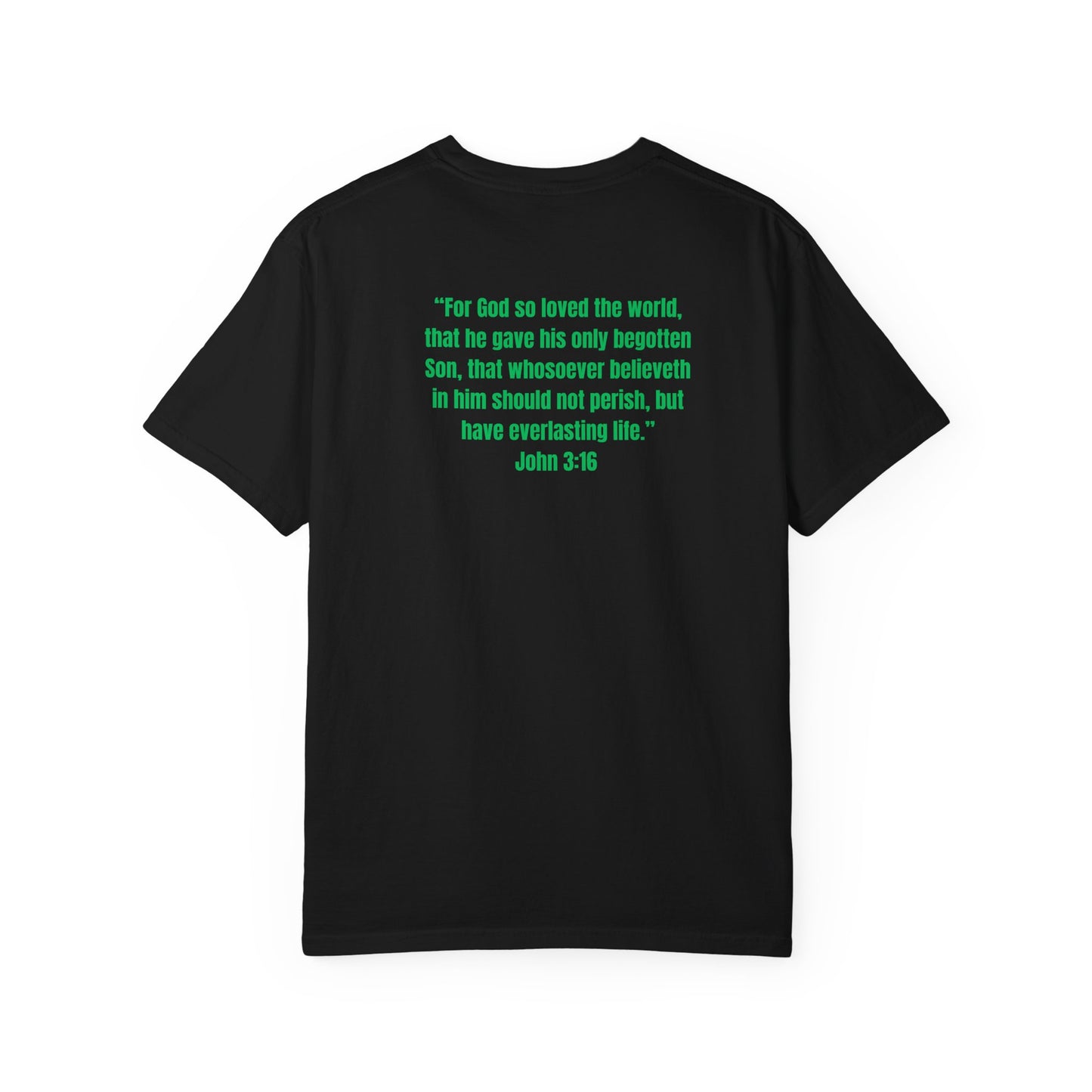 Inspirational Unisex Garment-Dyed T-Shirt - "Be Saved" Graphic Tee with John 3:16 Quote